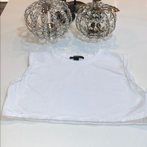 Never worn F21 white detailed muscle tee crop